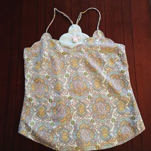 EUC J.Crew Printed Scalloped Top